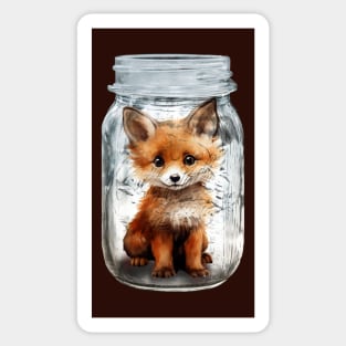 Fox Kit in a Jar Sticker